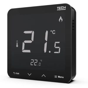 TECH CZUJNIK POKOJOWY BEZPRZEWODOWY R-8S PLUS NATYNKOWY CZARNY Z POMIAREM WILGOTNOŚCI