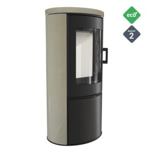 KRATKI PIEC WOLNOSTOJĄCY STALOWY KOZA AB S/DR 8 KW FI 150 W ZABUDOWIE BETONOWEJ KREMOWEJ