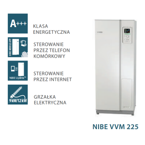 NIBE VVM 225 R CENTRALA WEW. Z WĘŻOWNICOWYM NIERDZEWNYM ZAS. C.W.U i STEROWNIKIEM  (dedykowana do S2125-8, F2120-8, F2040-6, -8, AMS 6, 8 z HBS)