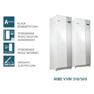NIBE VVM 500 CENTRALA WEW. Z PRZEPŁYWOWĄ NIERDZEWNĄ WĘŻOWNICĄ C.W.U i STEROWNIKIEM  (dedykowana do  F2040, S2125-8, -12 oraz F2120)