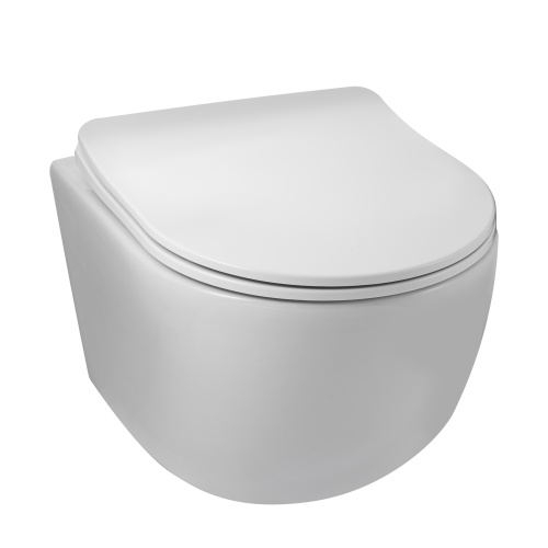 BALNEO LUNA MISKA PODWIESZANA WC RIMLESS BEZ KOŁNIERZA Z DESKĄ WOLNOOPADAJĄCĄ Z DUROPLASTU - BIAŁA
