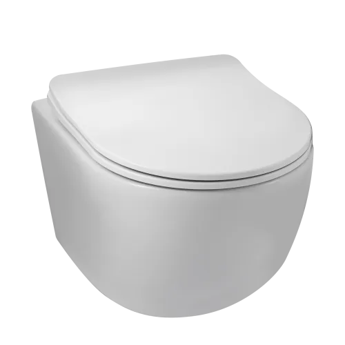 BALNEO LUNA MISKA PODWIESZANA WC RIMLESS BEZ KOŁNIERZA Z DESKĄ WOLNOOPADAJĄCĄ Z DUROPLASTU - BIAŁA