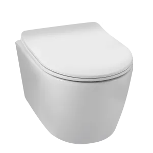 BALNEO LUXA MISKA PODWIESZANA WC RIMLESS BEZ KOŁNIERZA Z DESKĄ WOLNOOPADAJĄCĄ  Z DUROPLASTU - BIAŁA 