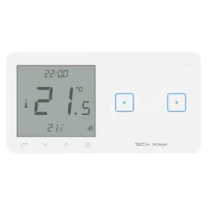 TECH SINUM PODWÓJNY DOTYKOWY SZKLANY WŁĄCZNIK Z REGULATOREM TEMPERATURY WSR-02P BIAŁY (KOMUNIKACJA BEZPRZEWODOWA WTP, PRZYCISKI PO PRAWEJ STRONIE)