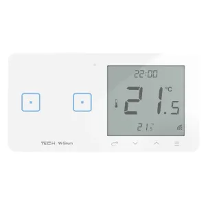 TECH SINUM PODWÓJNY DOTYKOWY SZKLANY WŁĄCZNIK Z REGULATOREM TEMPERATURY WSR-02L BIAŁY (KOMUNIKACJA BEZPRZEWODOWA WTP, PRZYCISKI PO LEWEJ STRONIE)