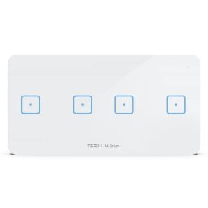 TECH SINUM PODWÓJNY DWUPOLOWY DOTYKOWY SZKLANY WŁĄCZNIK WSS-22 BIAŁY (KOMUNIKACJA BEZPRZEWODOWA WTP)