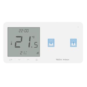 TECH SINUM DWUPOLOWY DOTYKOWY SZKLANY WŁĄCZNIK ROLET Z REGULATOREM TEMPERATURY WZR-02P BIAŁY (KOMUNIKACJA BEZPRZEWODOWA WTP, ROLETY PO PRAWEJ)