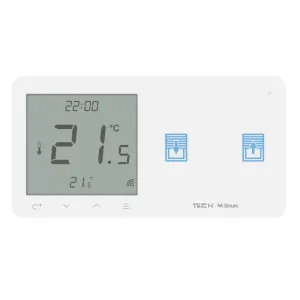 TECH SINUM DWUPOLOWY DOTYKOWY SZKLANY WŁĄCZNIK ROLET Z REGULATOREM TEMPERATURY WZR-02P BIAŁY (KOMUNIKACJA BEZPRZEWODOWA WTP, ROLETY PO PRAWEJ)