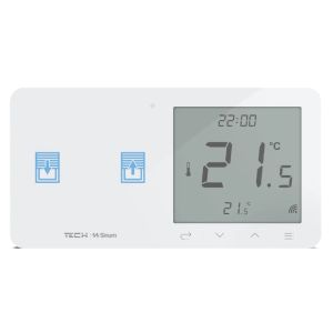 TECH SINUM DWUPOLOWY DOTYKOWY SZKLANY WŁĄCZNIK ROLET Z REGULATOREM TEMPERATURY WZR-02L BIAŁY (KOMUNIKACJA BEZPRZEWODOWA WTP, ROLETY PO LEWEJ)
