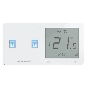 TECH SINUM DWUPOLOWY DOTYKOWY SZKLANY WŁĄCZNIK ROLET Z REGULATOREM TEMPERATURY WZR-02L BIAŁY (KOMUNIKACJA BEZPRZEWODOWA WTP, ROLETY PO LEWEJ)