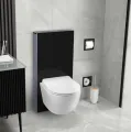 BALNEO FIX-FRAME GLASS MILKY STELAŻ NATYNKOWY DO WC ZE SZKŁA HARTOWANEGO, KOLOR CZARNY