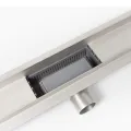 BALNEO DUPLEX NEXT INOX ODPŁYW LINIOWY 30CM, DWUSTRONNY ZE STALI NIERDZEWNEJ SZCZOTKOWANEJ Z NISKIM SYFONEM I GŁĘBOKIM OSADNIKIEM