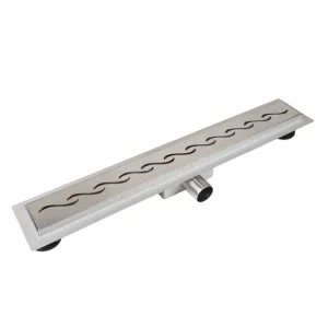 BALNEO DECOR NEXT WAVE ODPŁYW LINIOWY 60CM, Z PANELEM DEKORACYJNYM ZE STALI NIERDZEWNEJ SZCZOTKOWANEJ Z NISKIM SYFONEM I GŁĘBOKIM OSADNIKIEM 