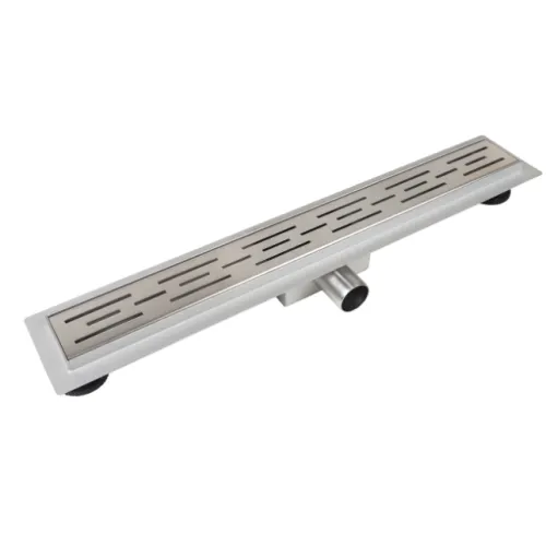 BALNEO DECOR NEXT STRIPES ODPŁYW LINIOWY 60CM, Z PANELEM DEKORACYJNYM ZE STALI NIERDZEWNEJ SZCZOTKOWANEJ Z NISKIM SYFONEM I GŁĘBOKIM OSADNIKIEM