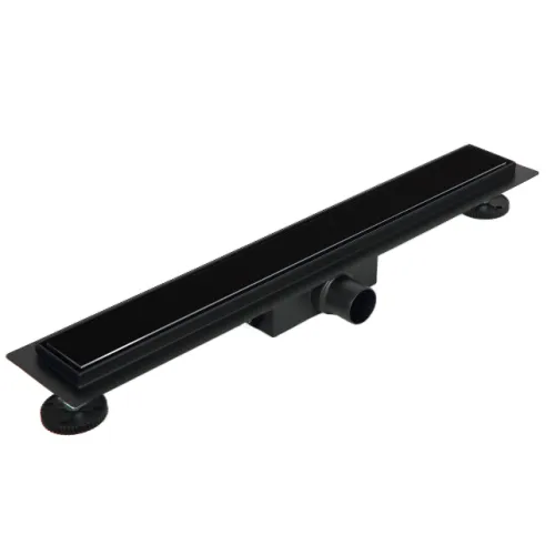 BALNEO G-DRAIN NEXT DOUBLE DARK ODPŁYW LINIOWY 60CM, CZARNY Z PANELEM ZE SZKŁA HARTOWANEGO Z NISKIM SYFONEM I GŁĘBOKIM OSADNIKIEM