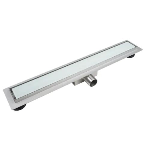 BALNEO G-DRAIN NEXT MILKY ODPŁYW LINIOWY 60CM, Z BIAŁYM PANELEM ZE SZKŁA HARTOWANEGO Z NISKIM SYFONEM I GŁĘBOKIM OSADNIKIEM