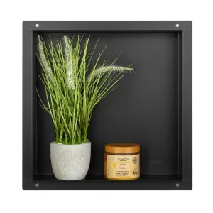 BALNEO WALL BOX NO RIM BLACK PÓŁKA WNĘKOWA BEZ KOŁNIERZA 30x30x7cm ZE STALI NIERDZEWNEJ SZCZOTKOWANEJ