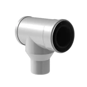 TERMET TRÓJNIK BIAŁY PP/STAL Z REWIZJĄ 87° Ø60/Ø100MM Z ROZSZERZENIEM NA Ø80/Ø125 T 9000 04 01 16