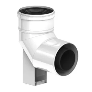 TERMET KOLANO BIAŁE PP/STAL Z PODPORĄ I USZCZELKĄ 93° Ø80/Ø125 MM T 9000 04 01 18