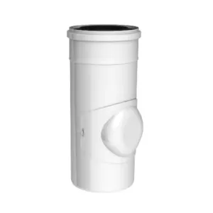 TERMET RURA BIAŁA PP/STAL Z OTWOREM WYCZYSTKOWYM 25 CM Ø80/Ø125 MM T 9000 04 01 20