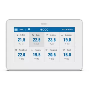 TECH M-12 - PRZEWODOWO- BEZPRZEWODOWY PANEL KONTROLNY BIAŁY (MONTAŻ PODTYNKOWY) 230 V 