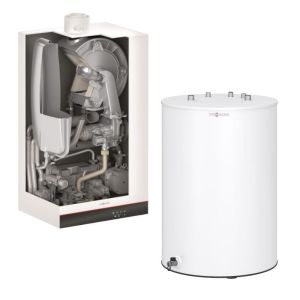 VIESSMANN PAKIET KOCIOŁ 1 FUN. VITODENS 050-W B0HA 25 KW + PODGRZEWACZ C.W.U.  VITOCELL 100-W TYP CUGA 100L Z028056