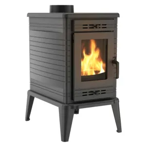 KRATKI PIEC WOLNOSTOJĄCY ŻELIWNY KOZA K10 Z FAJERKAMI FI 150 9,5 KW