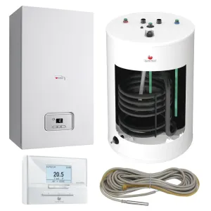 SAUNIER DUVAL PAKIET KOCIOŁ 1FUN. THELIA CONDENS AS 18-A 18 KW + ZASOBNIK C.W.U. 150L FE 150/6 BM + CZUJNIK NTC + REGULATOR EXACONTROL E 7 C 0010019418