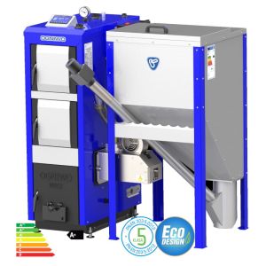 OGNIWO KOCIOŁ 5 KLASY NA PELLET/DREWNO BIO DUO 15 KW - ZASOBNIK PO LEWEJ STRONIE