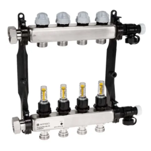 AFRISO PROCALIDA VA 1C NIERDZEWNY 4 OBWODOWY ROZDZIELACZ DO OGRZEWANIA PODŁOGOWEGO Z ZAWORAMI TERMOSTATYCZNYMI I PRZEPŁYWOMIERZAMI 86 404 