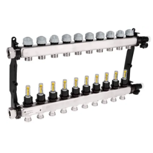 AFRISO PROCALIDA VA 1C NIERDZEWNY 11 OBWODOWY ROZDZIELACZ DO OGRZEWANIA PODŁOGOWEGO Z ZAWORAMI TERMOSTATYCZNYMI I PRZEPŁYWOMIERZAMI 86 411