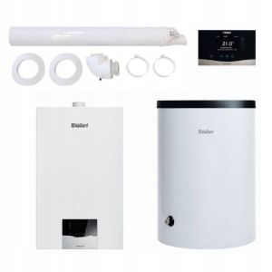 VAILLANT PAKIET KOCIOŁ ECOTEC PLUS VC 30CS/1-5 + ZASOBNIK VIH R 150/6 B + STEROWNIK SENSOCOMFORT VRC 720 + WYPROWADZENIE POZIOME 0010043636