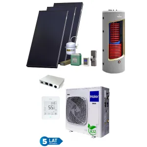 PAKIET SOLARNY HEWALEX Z POMPĄ CIEPŁA HAIER 8KW (HAIER 8kW monoblok; zbiornik C.O/C.W.U GALMET KUMULO 500/200 2W 2,1/2,2m2; zestaw solarny HX00-3KS2100)