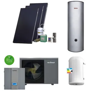PAKIET SOLARNY HEWALEX Z POMPĄ CIEPŁA NEOHEAT 6KW (NEOHEAT 6kW monoblok; zbiornik C.W.U nierdzewny TERMICA 300 l 2W 1,7/1,7m2; bufor 100 l; zestaw solarny HX00-3KS2100)