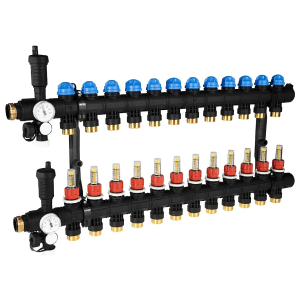 AFRISO PROCALIDA EF1 POLIAMIDOWY 12 OBWODOWY ROZDZIELACZ DO OGRZEWANIA PODŁOGOWEGO Z ZAWORAMI TERMOSTATYCZNYMI I PRZEPŁYWOMIERZAMI 81 372 (wyposażony w odpowietrzniki auto i termometry)