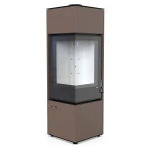 DEFRO HOME KOMINEK WOLNOSTOJĄCY QUADROOM LONG 9,3 KW BRĄZOWY