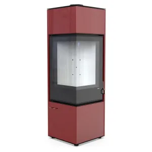 DEFRO HOME KOMINEK WOLNOSTOJĄCY QUADROOM LONG 9,3 KW CZERWONY