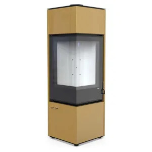 DEFRO HOME KOMINEK WOLNOSTOJĄCY QUADROOM LONG 9,3 KW ZŁOTY