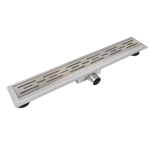 BALNEO DECOR NEXT STRIPES ODPŁYW LINIOWY 80CM,  Z PANELEMDEKORACYJNYM ZE STALI NIERDZEWNEJ SZCZOTKOWANEJ Z NISKIM SYFONEM I GŁĘBOKIM OSADNIKIEM