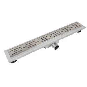 BALNEO DECOR NEXT STRIPES ODPŁYW LINIOWY 90CM, Z PANELEM DEKORACYJNYM ZE STALI NIERDZEWNEJ SZCZOTKOWANEJ Z NISKIM SYFONEM I GŁĘBOKIM OSADNIKIEM