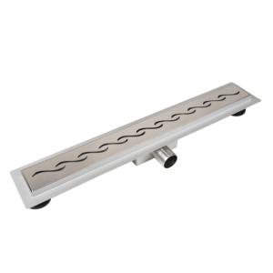 BALNEO DECOR NEXT WAVE ODPŁYW LINIOWY 80CM, Z PANELEM DEKORACYJNYM ZE STALI NIERDZEWNEJ SZCZOTKOWANEJ Z NISKIM SYFONEM I GŁĘBOKIM OSADNIKIEM