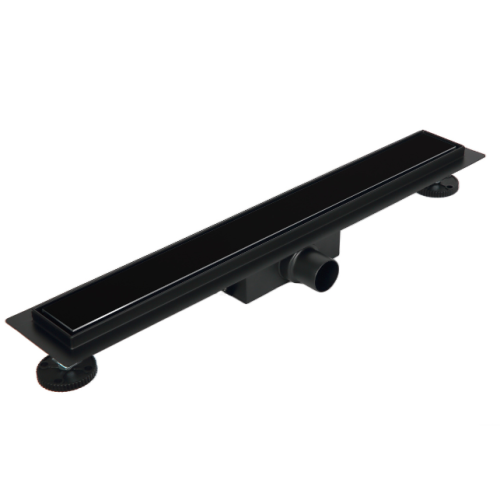 BALNEO G-DRAIN NEXT DOUBLE DARK ODPŁYW LINIOWY 60CM, CZARNY Z PANELEM ZE SZKŁA HARTOWANEGO Z NISKIM SYFONEM I GŁĘBOKIM OSADNIKIEM