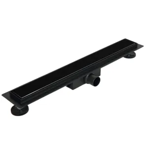 BALNEO G-DRAIN NEXT DOUBLE DARK ODPŁYW LINIOWY 90CM, CZARNY Z PANELEM ZE SZKŁA HARTOWANEGO Z NISKIM SYFONEM I GŁĘBOKIM OSADNIKIEM