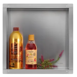 BALNEO WALL BOX NO RIM INOX PÓŁKA WNĘKOWA BEZ KOŁNIERZA 30x30x10cm ZE STALI NIERDZEWNEJ SZCZOTKOWANEJ 