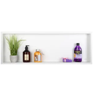 BALNEO WALL BOX NO RIM WHITE PÓŁKA WNĘKOWA BEZ KOŁNIERZA 90x30x10cm ZE STALI NIERDZEWNEJ SZCZOTKOWANEJ