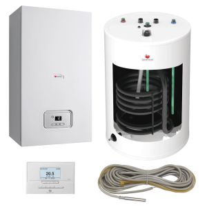 SAUNIER DUVAL PAKIET KOCIOŁ JEDNOFUNKCYJNY THELIA CONDENS AS 30-A 30 KW + ZASOBNIK C.W.U. 150L FE 150/6 BM + CZUJNIK NTC + REGULATOR PRZEWODOWY MIPRO 0010023594