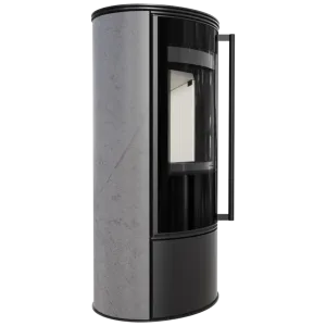 KRATKI PRO PIEC STALOWY ERIK FI 150 5,5 KW OZDOBNA CERAMIKA AKUMULACYJNA GRAY SATIN