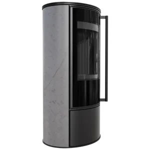 KRATKI PRO PIEC STALOWY ERIK FI 150 5,5 KW OZDOBNA CERAMIKA AKUMULACYJNA GRAY SATIN CZARNE WYŁOŻENIE