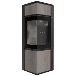 KRATKI PRO PIEC STALOWY KOZA TORA/S 8 KW FI 150 SPIEK NATURALI PIETRA DI SAVOIA GRIGIA BOCCIARDATA CZARNE WYŁOŻENIE