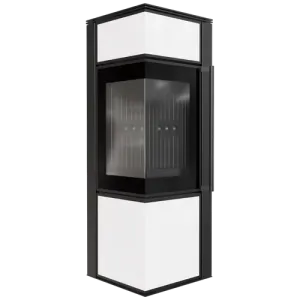KRATKI PRO PIEC STALOWY KOZA TORA/S 8 KW FI 150 BIAŁY PANEL SZKLANY CZARNE WYŁOŻENIE